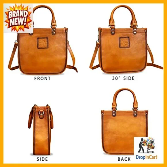 Genuine Leather Satchel Tote Shoulder Crossbody Bag Vintage Retro Chic